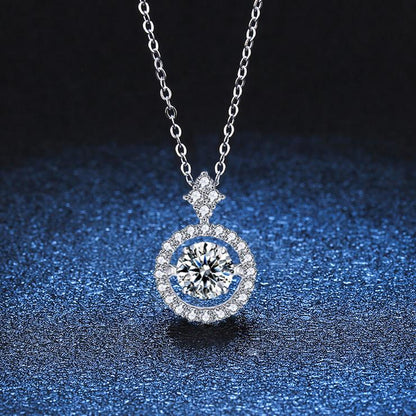 S925 sterling silver pulsating heart moissanite pendant female light chasing smart clavicle chain moissanite necklace