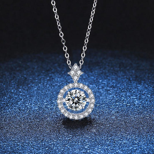 S925 sterling silver pulsating heart moissanite pendant female light chasing smart clavicle chain moissanite necklace