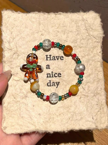 Christmas limit ~ children's fun gingerbread man woven bracelet atmosphere sense exquisite style cute all-match design sense jewelry