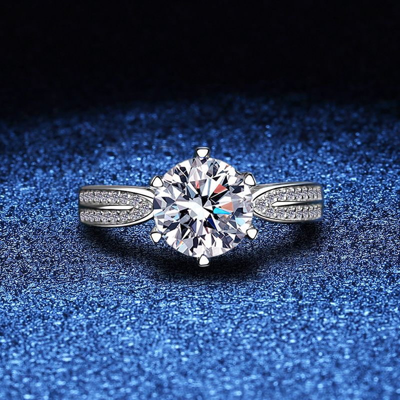 Moissanite s925Sterling Silver Platinum Plated Star Queen Female Ring1Carat2Carat D Color Moissanite Ring Female