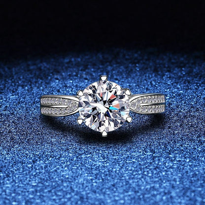 Moissanite s925Sterling Silver Platinum Plated Star Queen Female Ring1Carat2Carat D Color Moissanite Ring Female