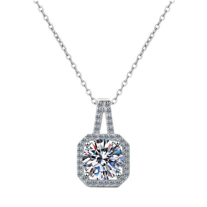 s925 silver moissanite necklace moissanite princess bag pendant micro inlaid platinum plated clavicle chain