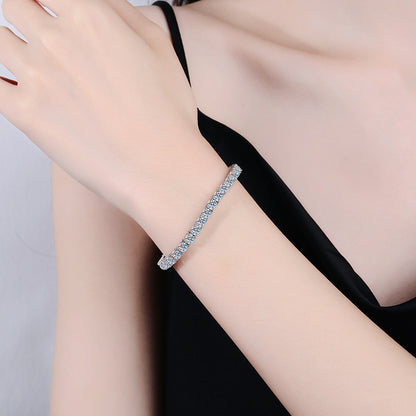 High Quality s925Silver-Plated Platinum Moissanite Bracelet Bracelet Full Row Moissanite Tennis High Carbon Stone Bracelet