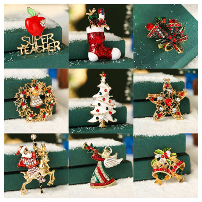 Cartoon Brooch Creative Design Diamond-Embedded Tree Christmas Eve Fruit Crutch Holiday Christmas Brooch