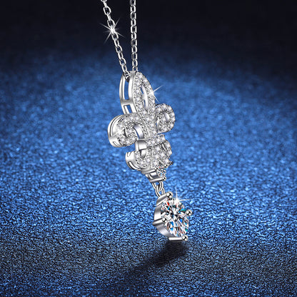 s925Sterling Silver Pendant Moissanite Necklace Crown Queen Flower-De-Luce High-Grade Sense1Carat D Color Diamond Necklace