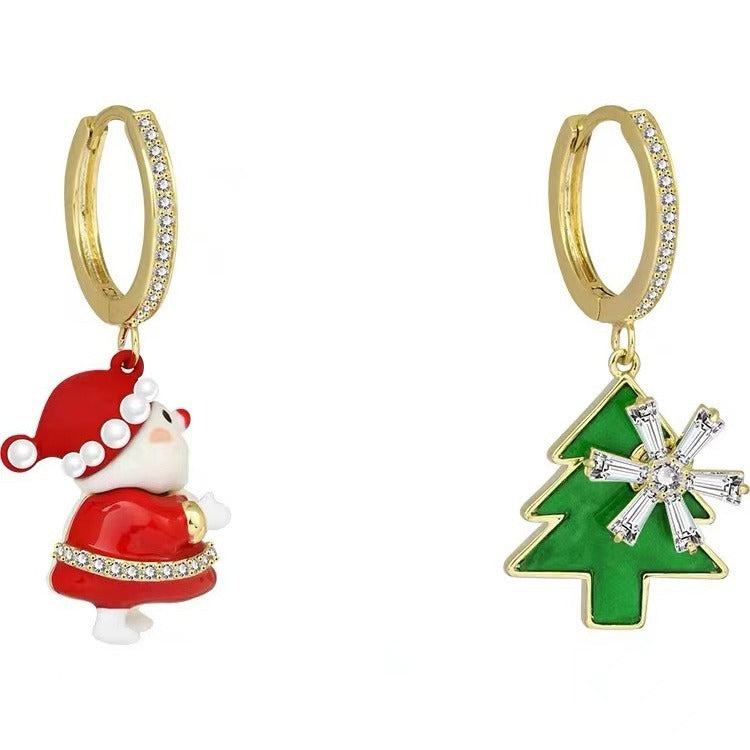 Christmas Tree Santa Claus Ear Clip Festival Atmosphere Temperament Personality Red Festive Ear Clip