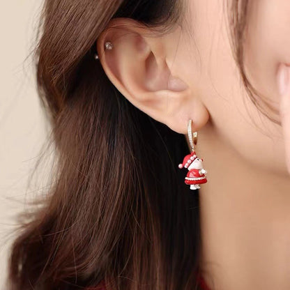 Christmas Tree Santa Claus Ear Clip Festival Atmosphere Temperament Personality Red Festive Ear Clip