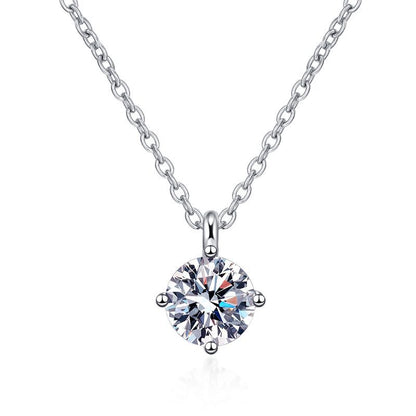 s925 sterling silver necklace moissanite necklace 50 points 1 carat simple four-claw moissanite clavicle chain