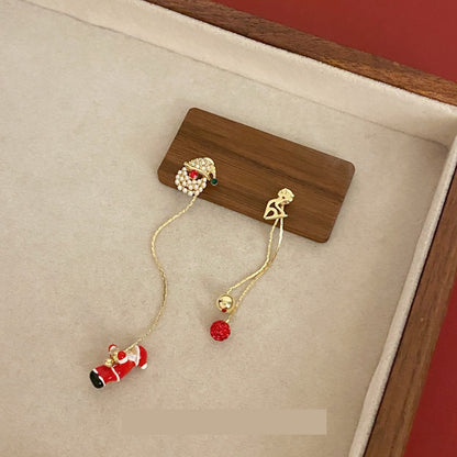 Santa Claus One Style for Dual-Wear Deer Christmas Hat Earrings Autumn Winter Red Temperamental Minority Design Sense Earrings