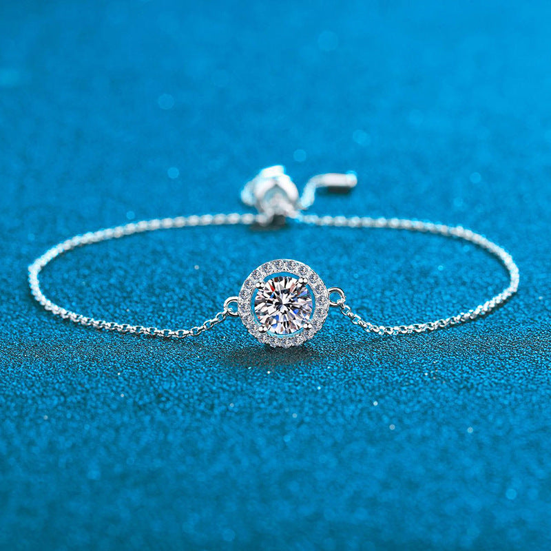 Moissanite 1 carat bracelet s925 silver bracelet round star and moon bracelet