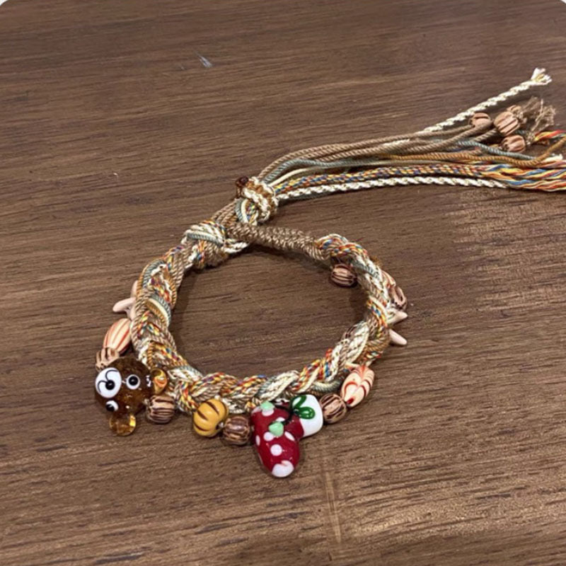 Christmas limit ~ children's fun gingerbread man woven bracelet atmosphere sense exquisite style cute all-match design sense jewelry