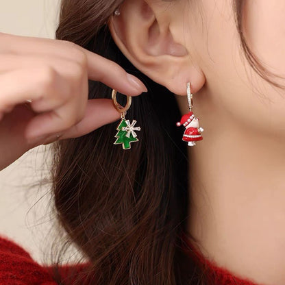 Santa Claus Earrings Christmas Series Christmas Tree Earrings Special-Interest Design Asymmetric Holiday Atmosphere Earrings