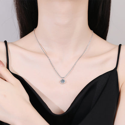 s925Sterling Silver Pendant Diamond Necklace Shining Crown Cauliflower Necklace1Carat2Carat D Color Moissanite Necklace