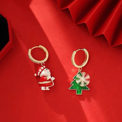 Christmas Tree Santa Claus Ear Clip Festival Atmosphere Temperament Personality Red Festive Ear Clip