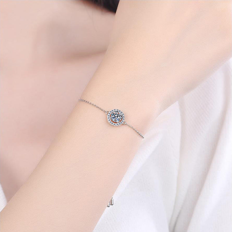 Moissanite 1 carat bracelet s925 silver bracelet round star and moon bracelet