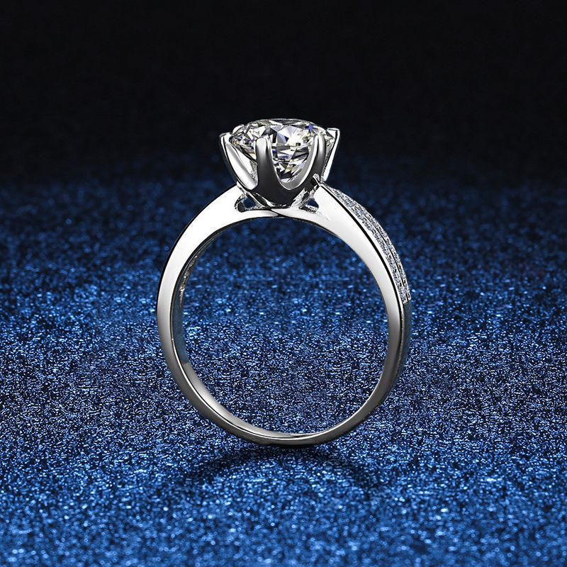 Moissanite s925Sterling Silver Platinum Plated Star Queen Female Ring1Carat2Carat D Color Moissanite Ring Female