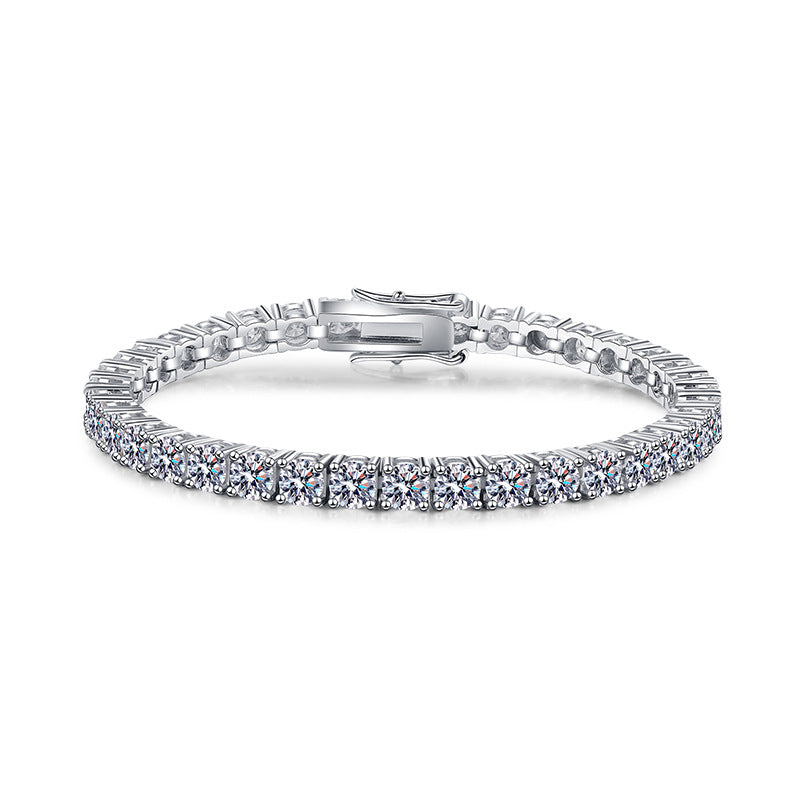 High Quality s925Silver-Plated Platinum Moissanite Bracelet Bracelet Full Row Moissanite Tennis High Carbon Stone Bracelet