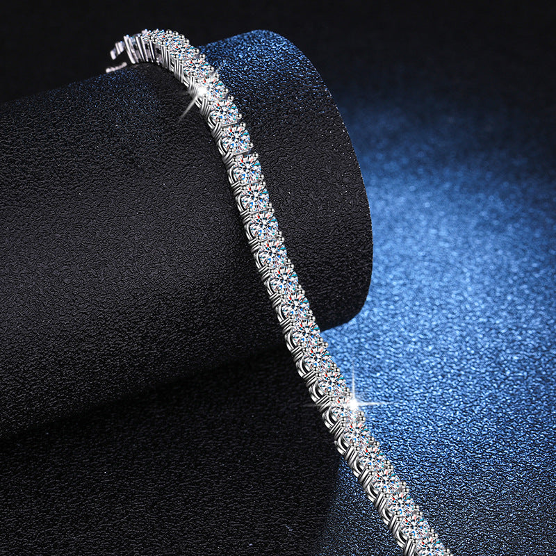 High Quality s925Silver-Plated Platinum Moissanite Bracelet Bracelet Full Row Moissanite Tennis High Carbon Stone Bracelet