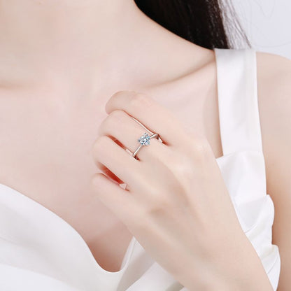 s925Sterling Silver Ring Female Shaped Moissanite1Carat Simple Love Single Diamond Proposal Ring Moissanite Ring Women