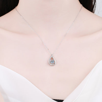 s925 sterling silver pendant moissanite necklace 1 carat Korean version of the smart water drop moissanite necklace