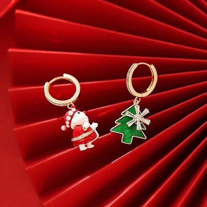 Christmas Tree Santa Claus Ear Clip Festival Atmosphere Temperament Personality Red Festive Ear Clip