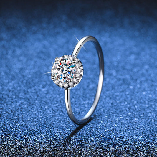 s925 sterling silver ring moissanite ring round bag ring point ring pinky ring engagement moissanite diamond ring