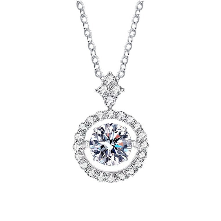 S925 sterling silver pulsating heart moissanite pendant female light chasing smart clavicle chain moissanite necklace