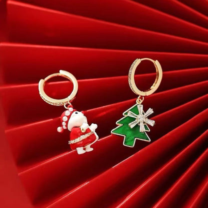 Christmas Tree Santa Claus Ear Clip Festival Atmosphere Temperament Personality Red Festive Ear Clip