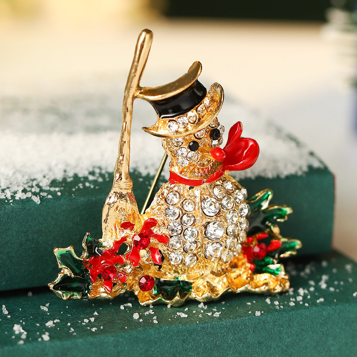 Cartoon Brooch Creative Design Diamond-Embedded Tree Christmas Eve Fruit Crutch Holiday Christmas Brooch