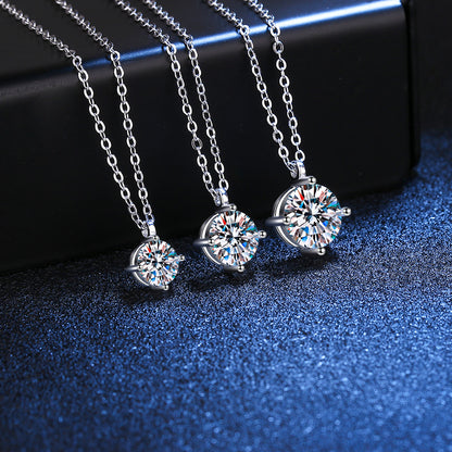 s925 sterling silver necklace moissanite necklace 50 points 1 carat simple four-claw moissanite clavicle chain