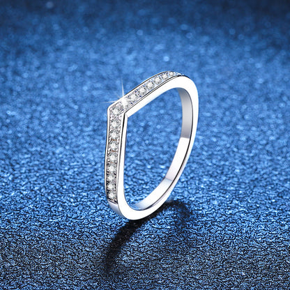 s925Sterling Silver Ring Women's Korean Style V Shaped Ring Full of Moissanite D Color Ring Stackable Ring Wedding Artificial Diamond Ring for Women