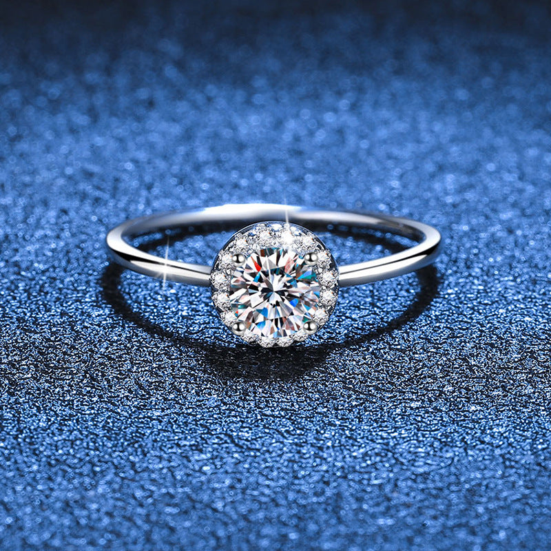 s925 sterling silver ring moissanite ring round bag ring point ring pinky ring engagement moissanite diamond ring