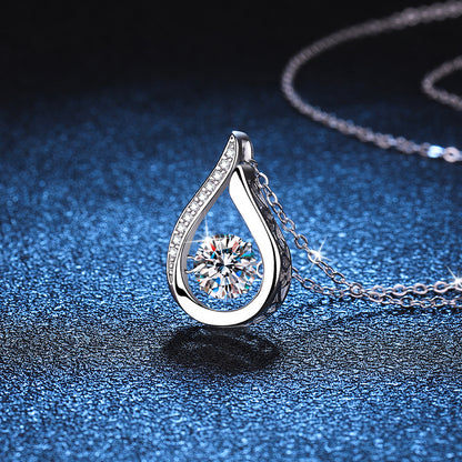 s925 sterling silver pendant moissanite necklace 1 carat Korean version of the smart water drop moissanite necklace