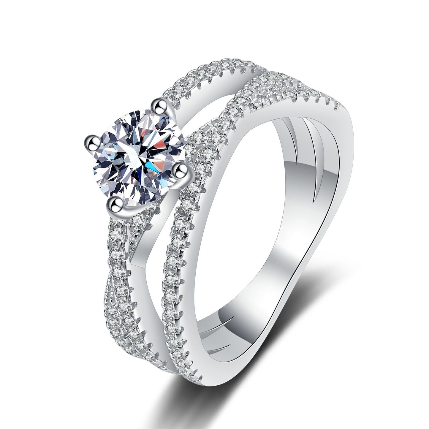 s925 sterling silver platinum plated three lives three worlds moissanite ring 1 carat D color moissanite ring female