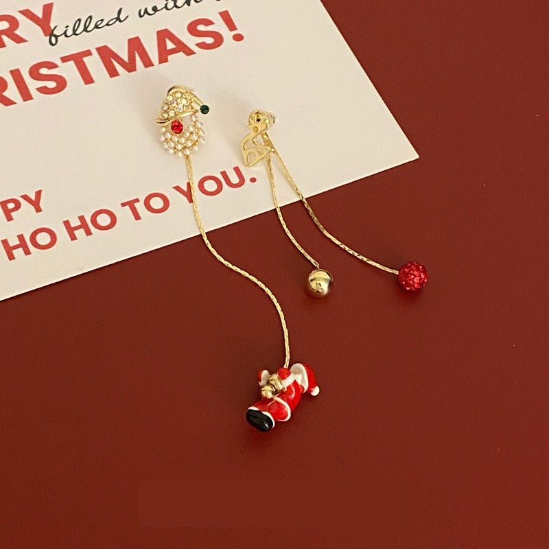 Santa Claus One Style for Dual-Wear Deer Christmas Hat Earrings Autumn Winter Red Temperamental Minority Design Sense Earrings