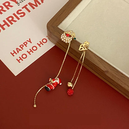 Santa Claus One Style for Dual-Wear Deer Christmas Hat Earrings Autumn Winter Red Temperamental Minority Design Sense Earrings