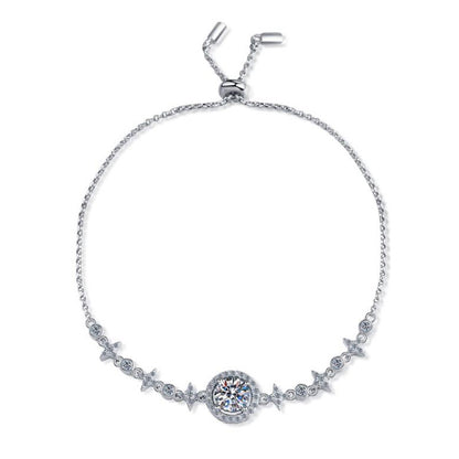 Moissanite 1 carat bracelet s925 silver bracelet round star and moon bracelet