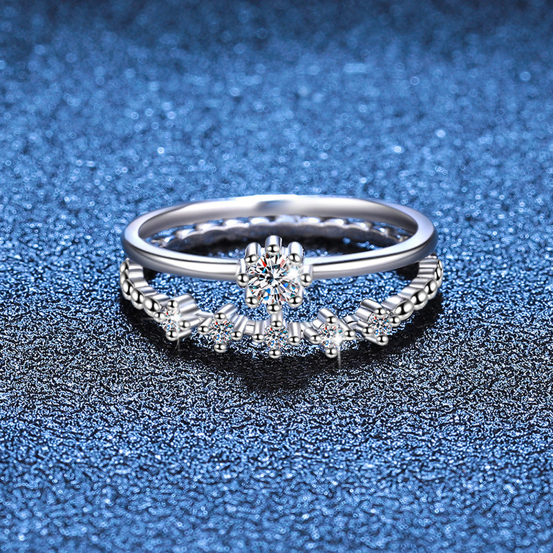 s925 sterling silver ring ring set pinky ring row diamond ring moissanite ring female 10 moissanite ring