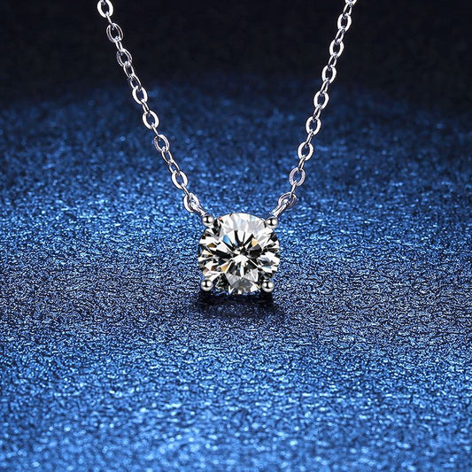 s925 sterling silver moissanite 1 carat necklace female light luxury four claw plated pt950 moissanite clavicle chain