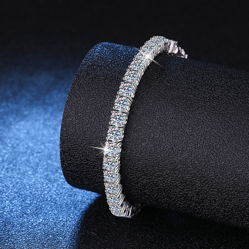 High Quality s925Silver-Plated Platinum Moissanite Bracelet Bracelet Full Row Moissanite Tennis High Carbon Stone Bracelet