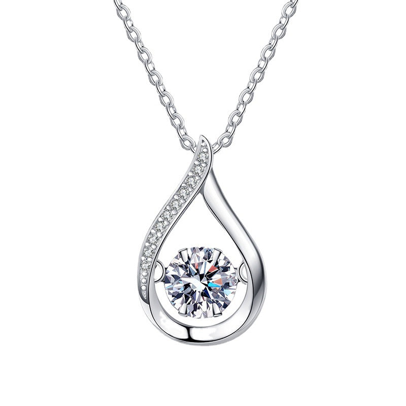 s925 sterling silver pendant moissanite necklace 1 carat Korean version of the smart water drop moissanite necklace